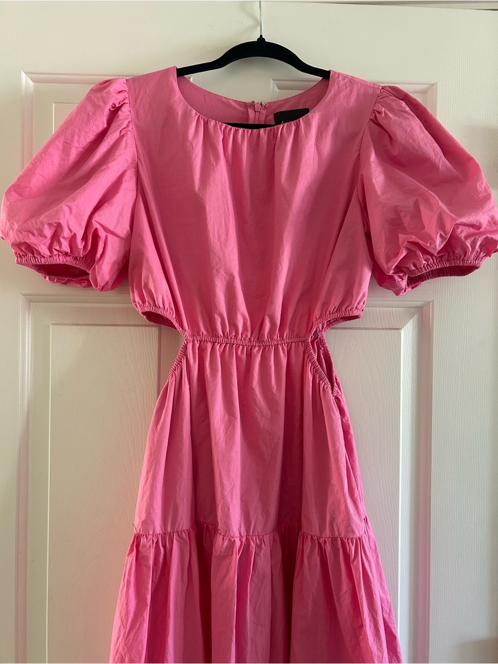 Line & Dot Hot Pink Puff-Sleeve Mini Dress
